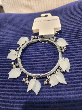White Leaf Charm Bracelet